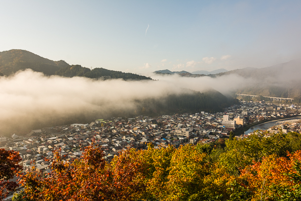 View from Gujo Hachiman Castle in autumn